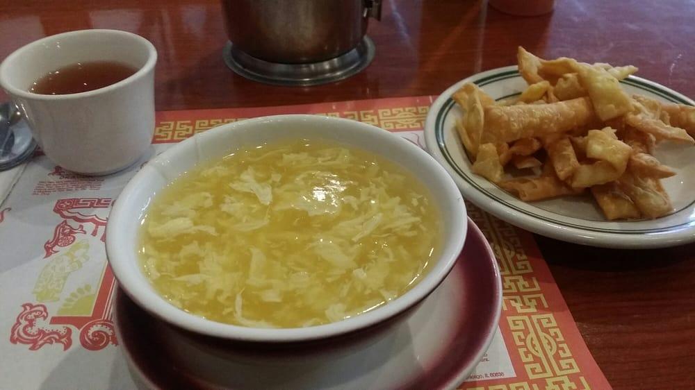 2a. Wonton Egg Drop Soup · Served with fried noodles.