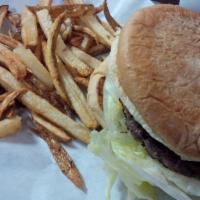 Kobe Beef Burger · 6 oz. beef patty, lettuce, tomato, onion, pickles, mayo and mustard.