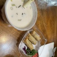 Tom Kha Soup · Base with tom yum broth added with freshly coconut milk.