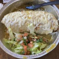 Enchiladas · Corn tortilla, choice of meat, lettuce, pico de gallo, sour cream, rice, black beans, queso ...