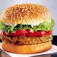 Veggie Burger · Veggie Patty with mayo, ketchup, pepper jack cheese, pickles, lettuce and tomatoes