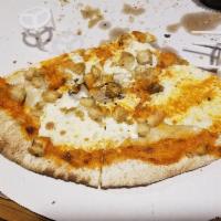 Buffalo Chicken Pizza · Crispy pie topped with breaded chicken pieces, spicy buffalo sauce, fresh mozzarella with a ...