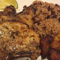 3 Grilled Pork Chops · Chuletas de cerdo. Served with choice of 2 sides.