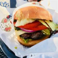 Basic Betty · 1/3 lb. burger patty with betty's secret lube, lettuce, tomatoes, red onions and pickles