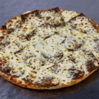 Mediterranean Pizza · Thin crust, olive oil, feta cheese, gyro meat, mozzarella, provolone, Parmesan cheeses and s...