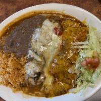 2 Chile Rellenos Platter · Fire roasted chile pepper stuffed with Monterrey Jack cheese.