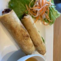 Crispy Egg Roll · Cha gio. Egg rolls with ground pork, carrots, glass noodles and garlic delicately fried to a...