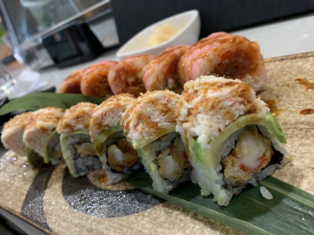 Twister Roll · A house favorite!! tempura Lobster tail inside, Crab mix and avocado on top with eel sauce.