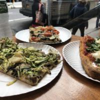 Zucchini Artichoke Pizza · Fresh mushroom, part-skim mozzarella and Italian virgin olive oil.