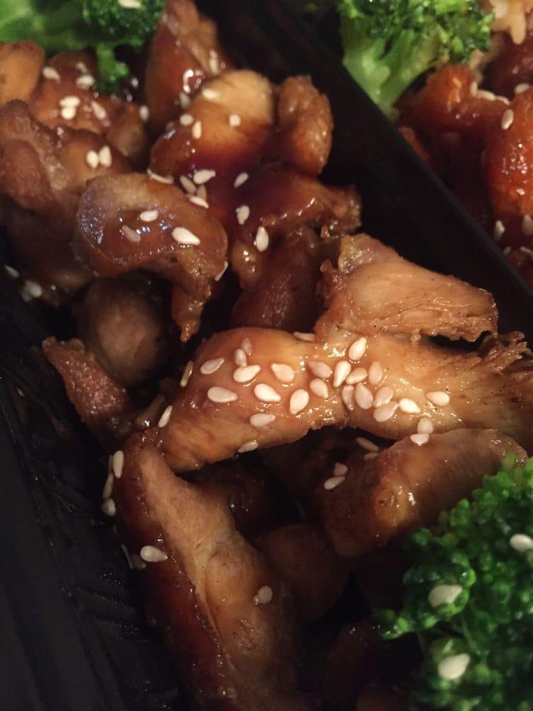 Teriyaki Chicken · Chicken breast stirred fried with vegetables and teriyaki sauce and sesame seeds the top.