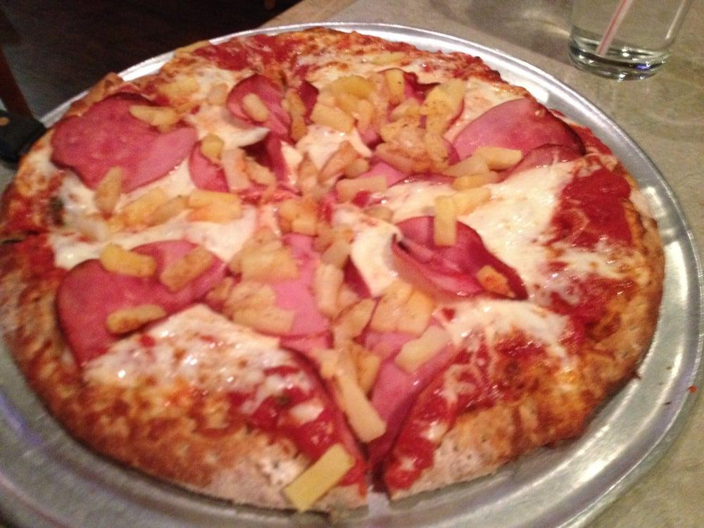 Hawaiian Pizza · Diced pineapple, sliced Canadian bacon and tomato sauce sprinkled with cinnamon.