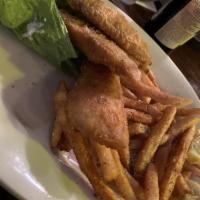 Fish and Chips · Tender beer battered cod fillets combined with our seasoned fries. Add sweet potato or garli...