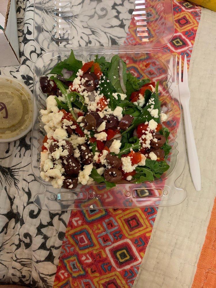 Greek Salad · Fresh spring mix, red onions, fire roasted red peppers, kalamata olives and feta cheese. Made-to-order.