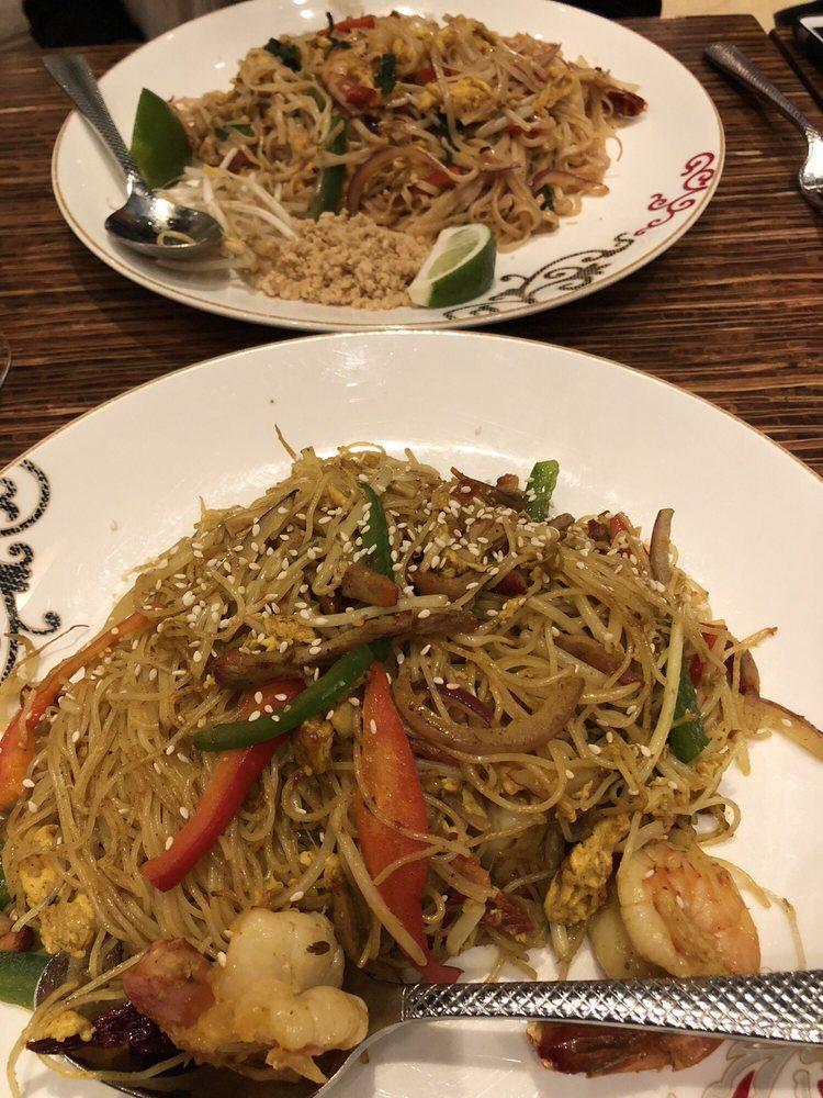 Pad Thai · Wok fried thin rice noodles, eggs, bean sprouts, chives, tamarind sauce. With a choice of beef, chicken, or shrimp.