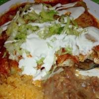 Tinga Chicken Enchilada Plate · 
