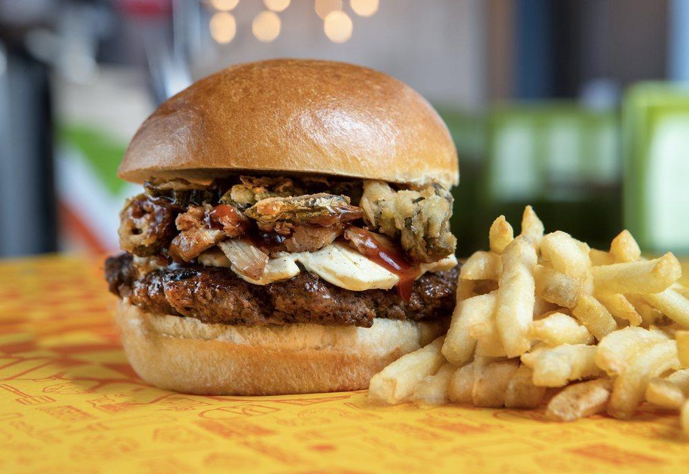 Dealer · Beef Patty, Cream Cheese, BBQ Pulled Pork, Fried Jalapenos, Cilantro Ranch