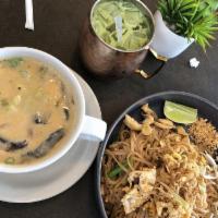 Tom Kha · Choice of protein in tasty coconut-infused broth, cabbage, lime leaves, mushrooms, lemongras...