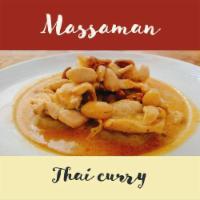 Massaman Curry · Choice of protein, cashew nuts, potatoes, peanuts in thick, and delicious nutty massaman cur...