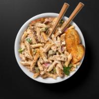 Cajun Chicken Penne · Diced blackened chicken breast, sautéed with bell peppers and red onions, tossed with a spic...
