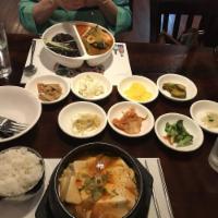 Sundubu · Traditional Korean spicy stew with soft tofu, choice of meat, & vegetables