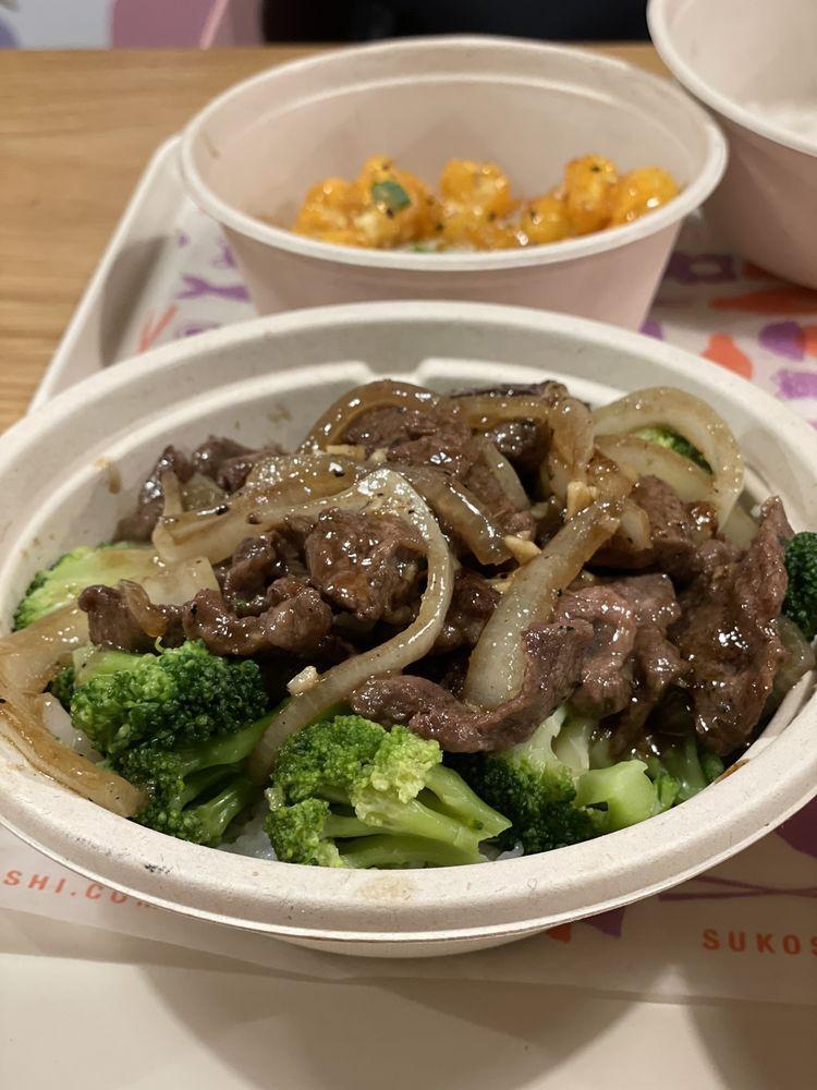 Beef and Broccoli Combo · Wok-style sautéed beef with broccoli and onion. Served over steamed white rice and topped off with sesame seeds.