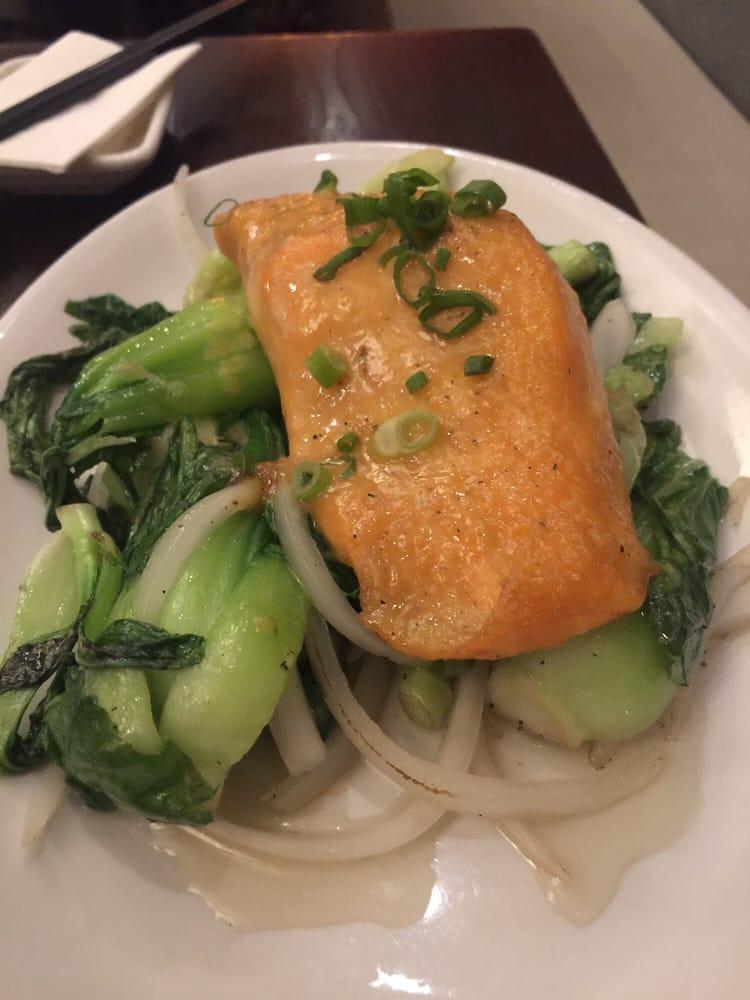 Miso Salmon · Served with wok-seared baby bok choy. Served with choice of white or brown rice. 