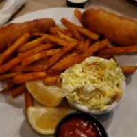 Fish and Chips · North Atlantic battered cod, french fries. coleslaw, tartar sauce