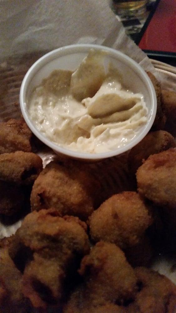 Fried Mushrooms · Hand breaded and fried, served with horseradish dipping sauce.