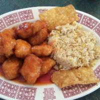 Sweet and Sour Chicken · Juicy tender fried chicken nuggets, cooked with sweet and sour sauce.