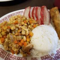 Kung Pao Chicken · Sliced chicken meat, carrots, celery, bamboo shoots, and water chestnuts sauteed with spicy ...