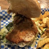 Southwest Shrimp Burger · Big shake's famous shrimp burger topped with crispy deep-fried jalapenos, our house-made gho...