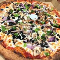 Special Supreme Pizza · Mozzarella, pepperoni, Italian sausage, mushrooms, bell peppers, red onions and olives.
