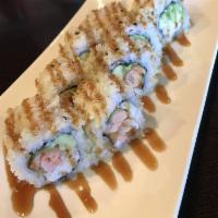 Crunch Roll · In: shrimp tempura, crabmeat and avocado. Out: crunch and eel sauce.