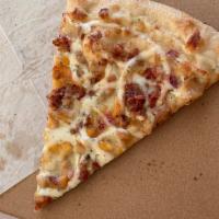 Chicken Bacon Ranch Pizza · Chicken cutlet, cheddar, mozzarella, bacon and ranch.