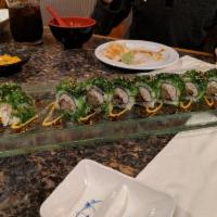 Dragon Roll · Shrimp tempura, crab salad, eel and avocado.