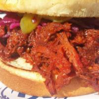 Red Chile BBQ Pulled Pork Sandwich · 