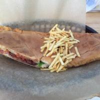 Pastrami Sandwich · Swiss cheese, lettuce, tomato and mayo.