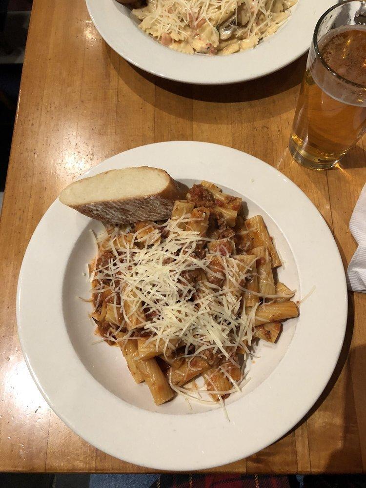 Rigatoni Bolognese · Mushroom, basil, cream, traditional meat sauce and Parmesan. Served with fresh bread.
