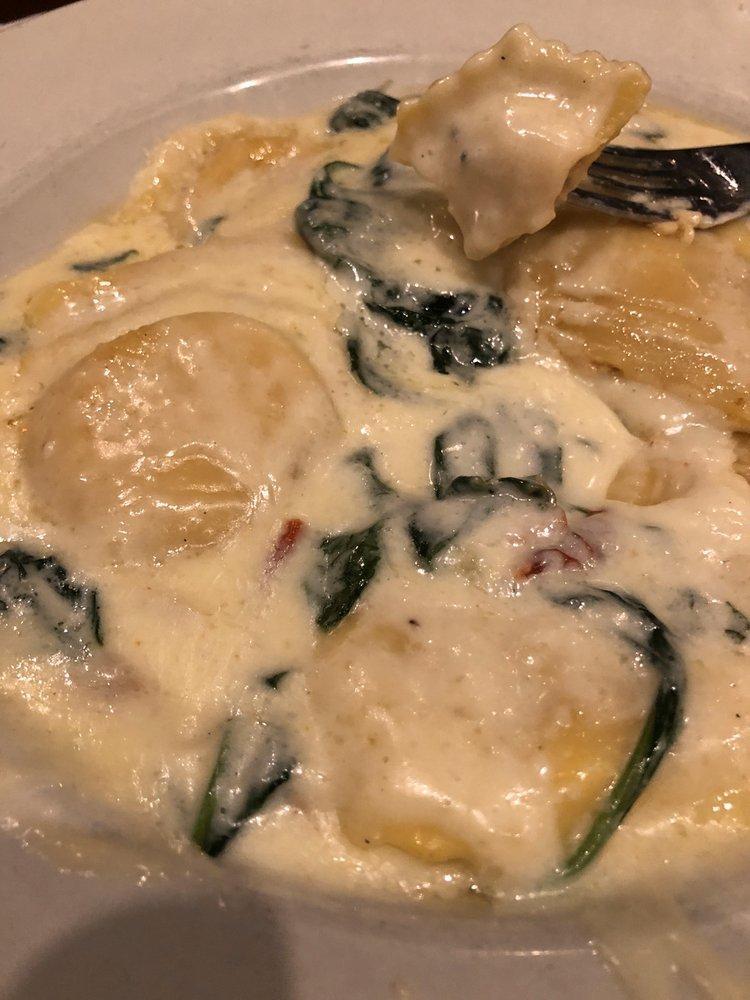 Lobster Ravioli · Sun-dried tomato, spinach and white wine cream sauce. Served with fresh bread.
