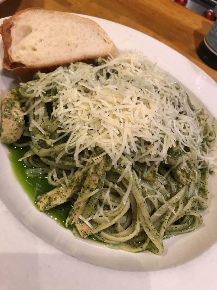 Linguine Pesto · Linguine noodles with fresh basil pesto and Pecorino cheese, topped with fresh shredded Parmesan. Served with fresh bread.