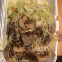 Super Bowl · Grilled chicken, pork, beef, shrimp and Vietnamese pork roll, rice noodles, lettuce, cucumbe...