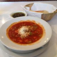 Minestrone · A variety of fresh vegetables in a vegetable broth.