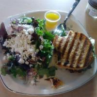 Nutty Goat Salad · Salad with Heritage Lettuce, Pecans, Dried Cranberries, Goat Cheese with Citrus Vinaigrette ...