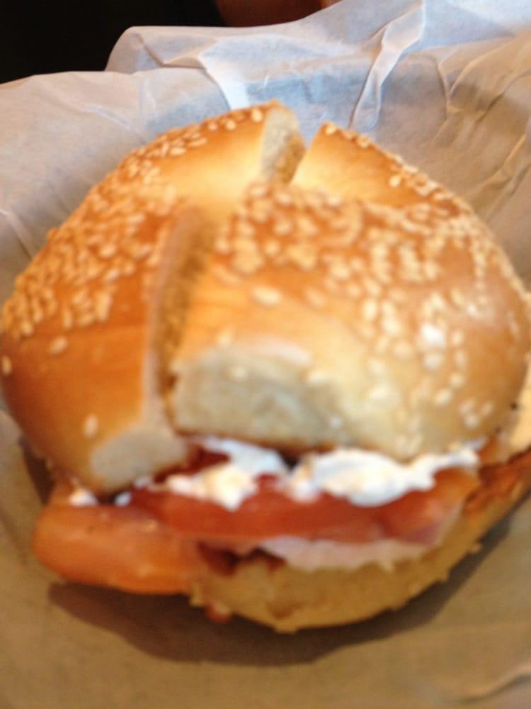 Smoked Salmon Bagel · Smoked atlantic salmon, Roma tomato, cream cheese, red onion and capers.