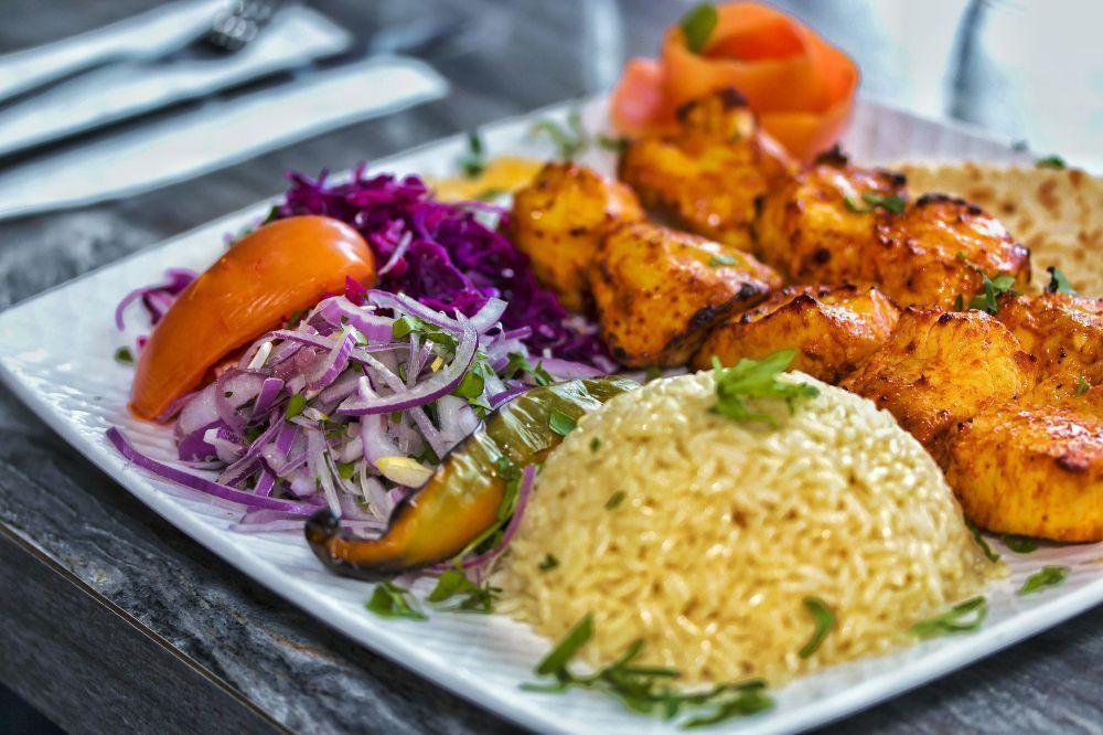 Chicken Kebab · Cubes of marinated chicken breast grilled on skewers.