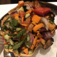 Indian Salad · Chopped seedless cucumber, tomato, carrots, onion seasoned with roasted cumin seed, olive oi...