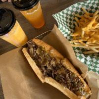 Supreme Cheesesteak · Cheese, grilled onion, bell peppers, and mushroom.