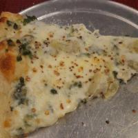 White Pizza · Thin New York style pizza with mozzarella and ricotta cheese sprinkled with garlic and extra...