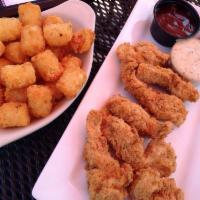 Chicken Fingers · Fresh chicken breast, hand-cut and breaded served with our BBQ sauce.