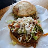 Gorditas · Thick corn gordita filled with your choice of meat, beans, Monterey Jack cheese, lettuce, to...